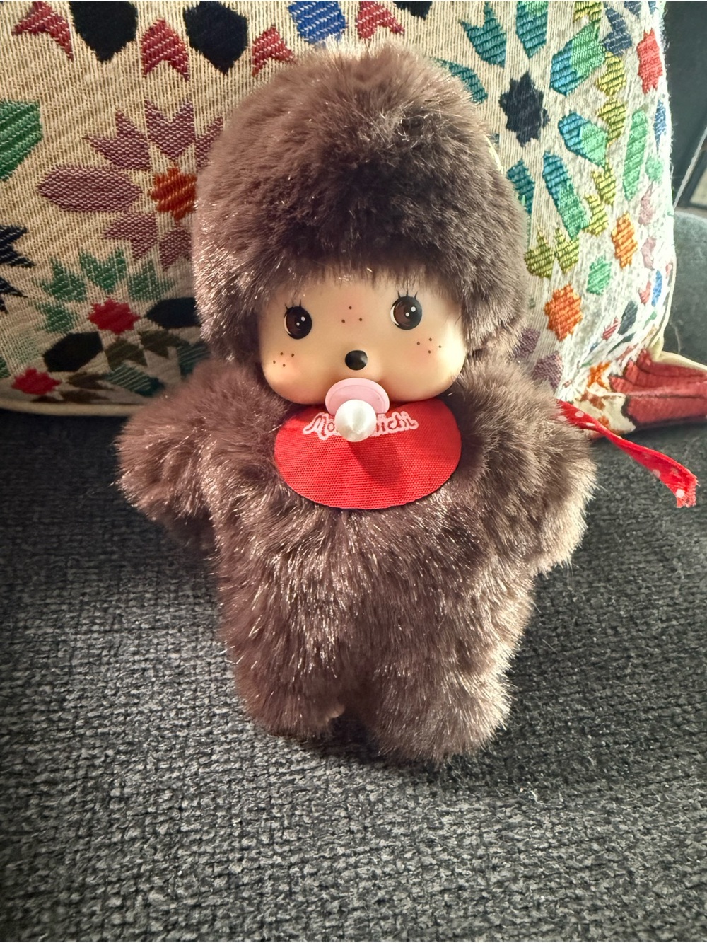Monchhichi Brown Plush Doll with Pacifier